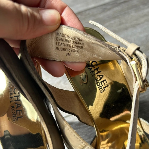 Michael Kors  Niki Cross Strap Genuine Snakeskin Stiletto Heels Sandals - Picture 12 of 14